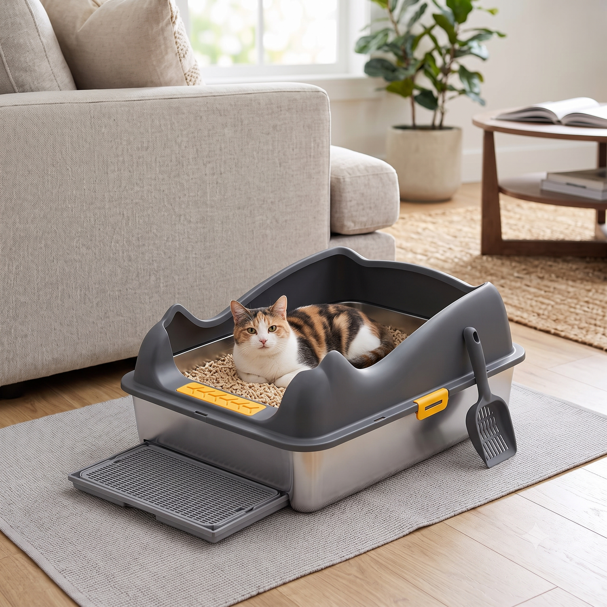 Large Stainless Steel Cat Litter Box
